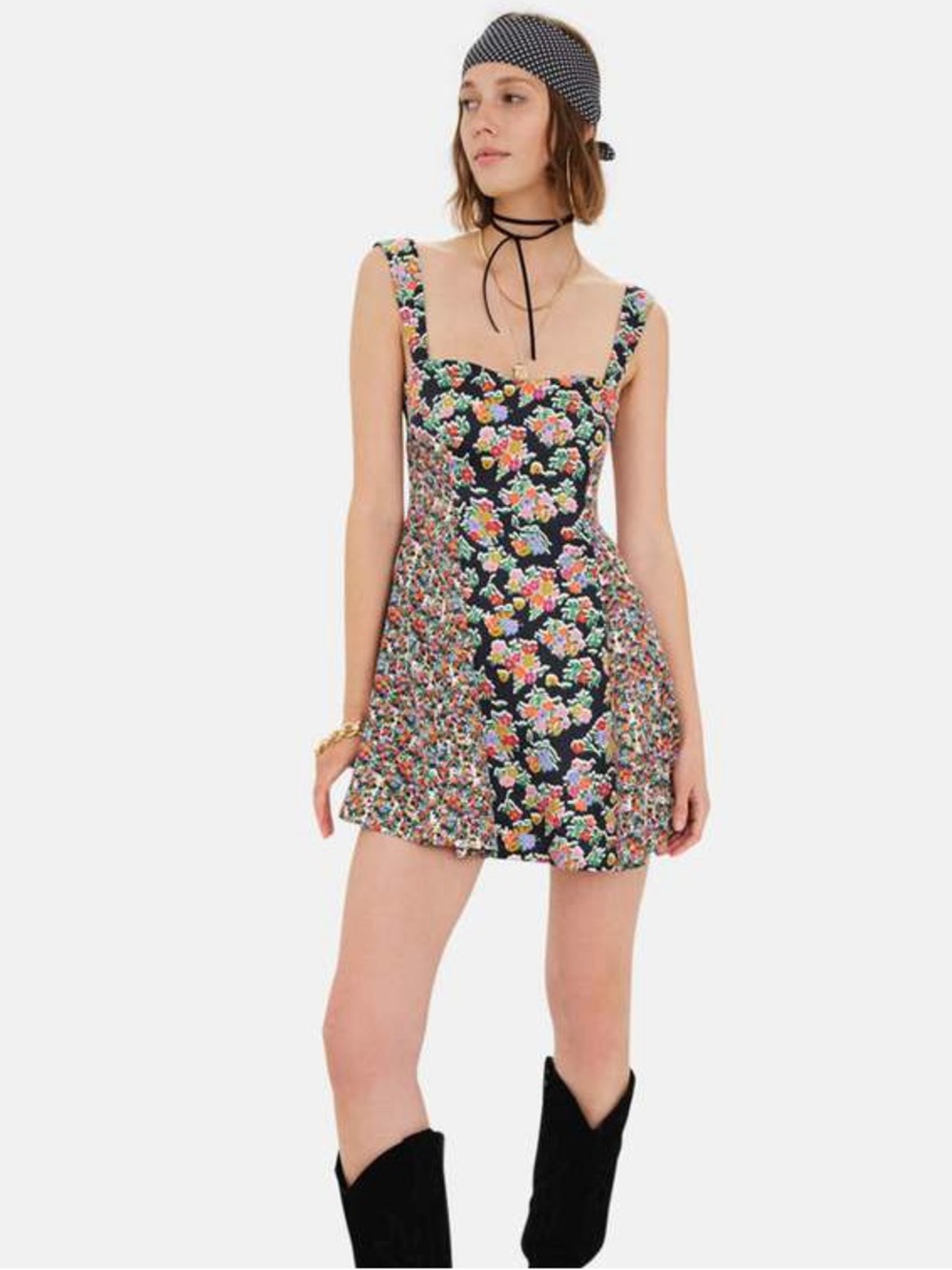 For Love & Lemons Brookes Floral Mini Dress M Multicolor Fit & Flare Euc